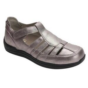 Drew pewter leather fisherman style closed toe strappy sandals Ginger size 8